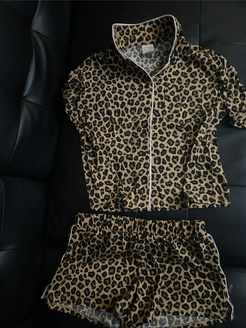 art class Leopard Print Pajama Set - Tan and Black